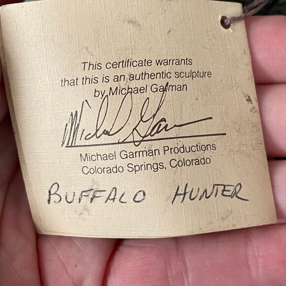 Michael Garman Buffalo Hunter Cowboy Sculpture Signed Retired Vintage 1987 READ - Picture 12 of 16
